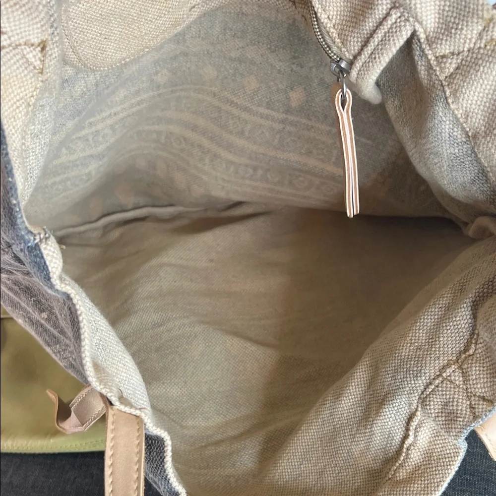 Free People Geometric Gray and Tan Tote